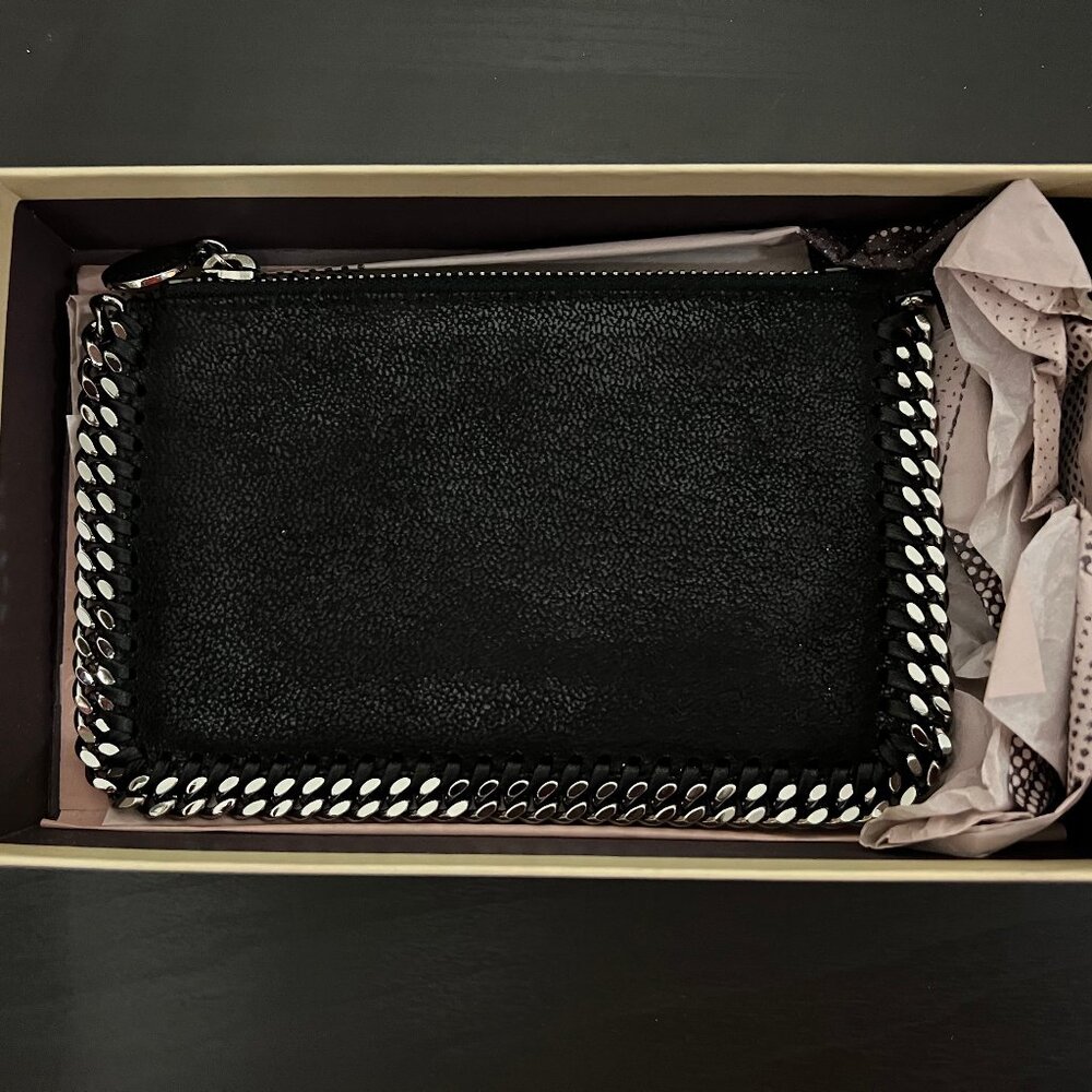 Stella McCartney Falabella black zippered pouch